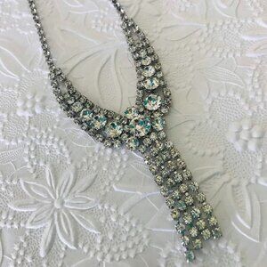 Vintage 1950s Juliana Style Clear Rhinestone Y Drop Necklace Bridal Prom Quincea